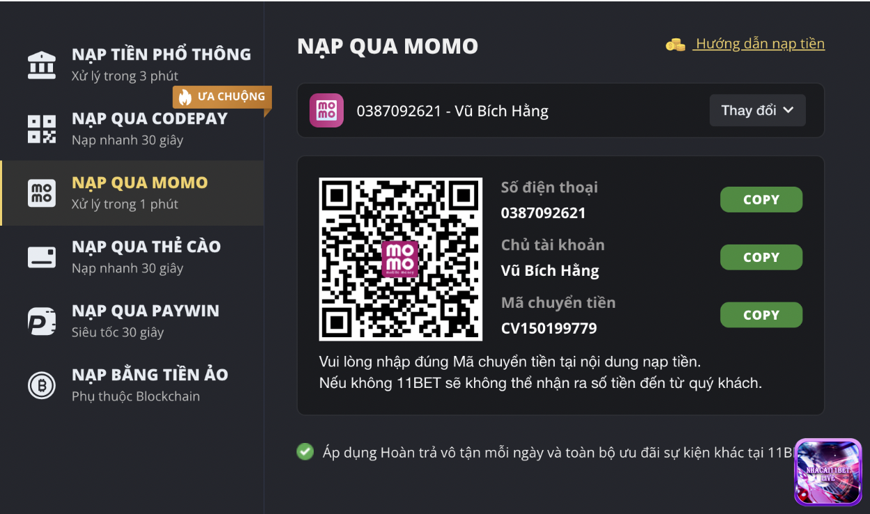 Nạp qua Momo