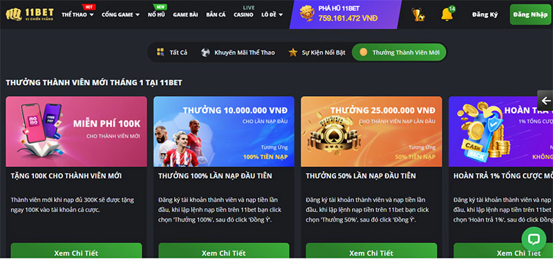 Các khuyến mãi của thành viên mới tại 11bet